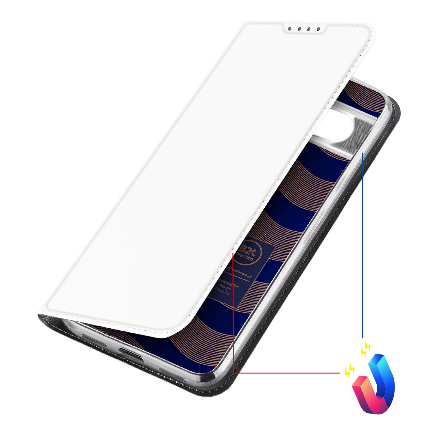 Stand Case Hoesje voor de Google Pixel 7A Wit met Pashouder