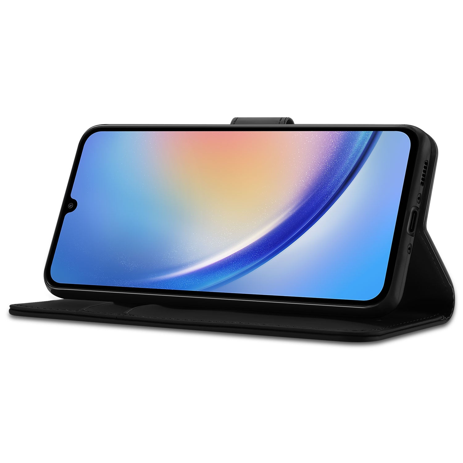 Book Cover Hoesje voor de Samsung Galaxy A34 5G Zwart met Pasjeshouder