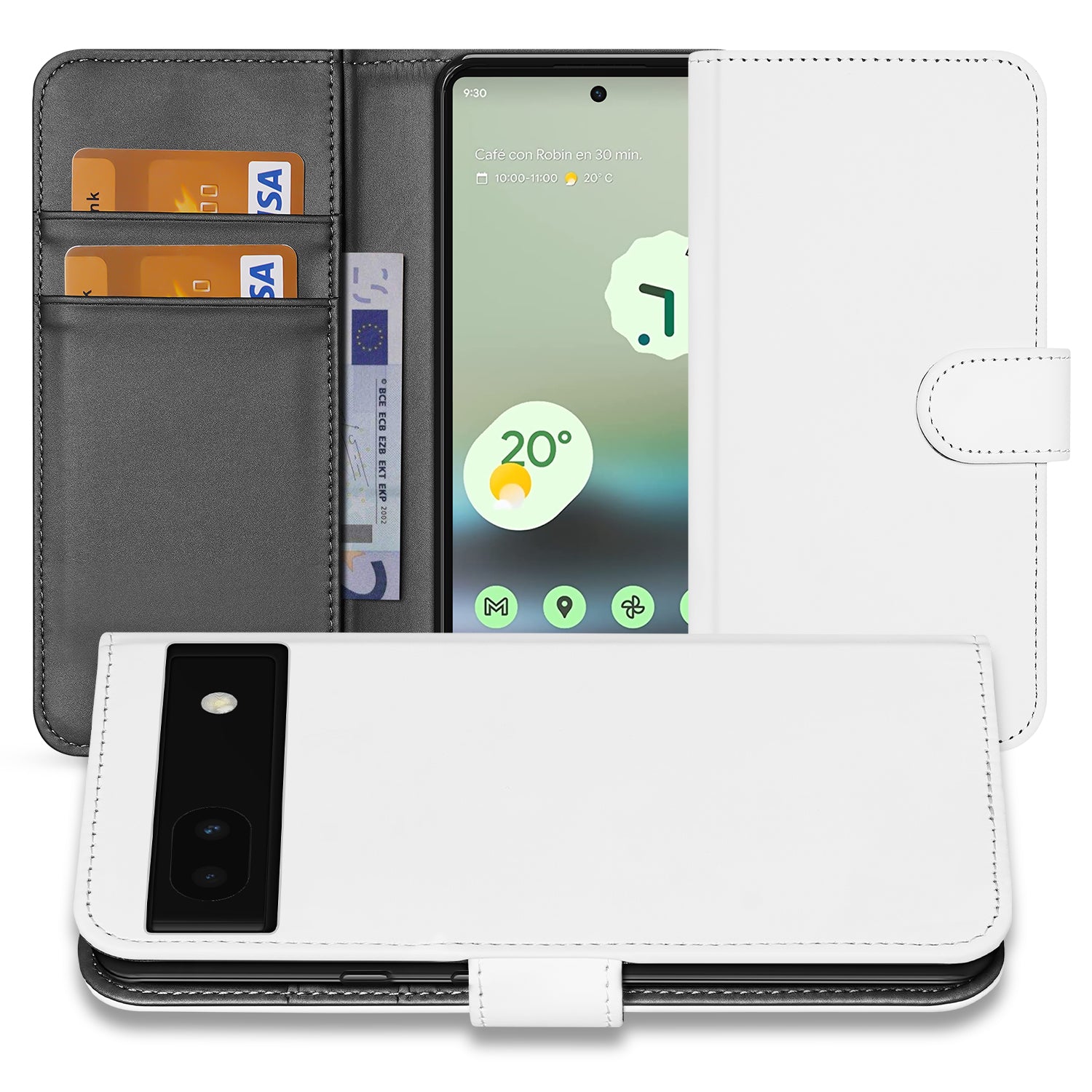 Book Case Hoesje voor de Google Pixel 6A Wit met Pasjeshouder