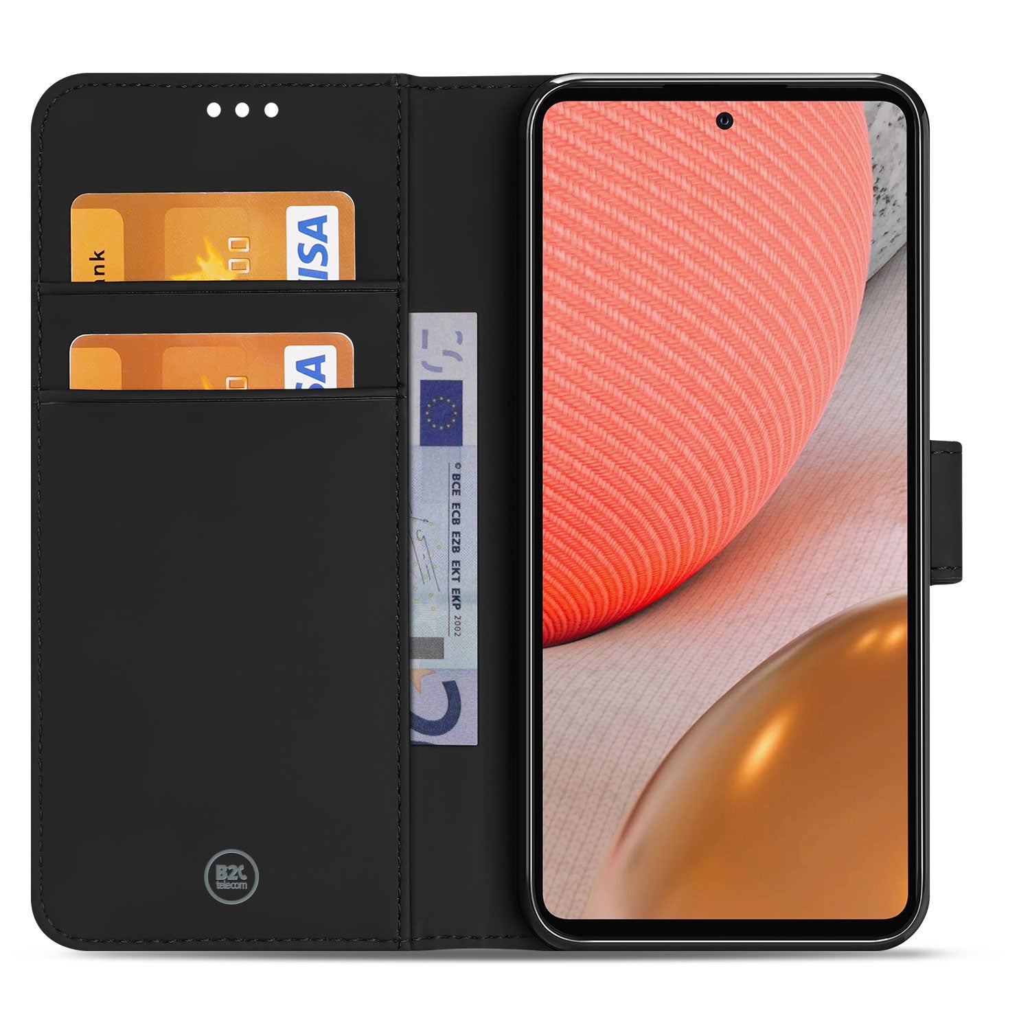 Book Cover Hoesje Samsung Galaxy A72 Zwart met Pasjeshouder