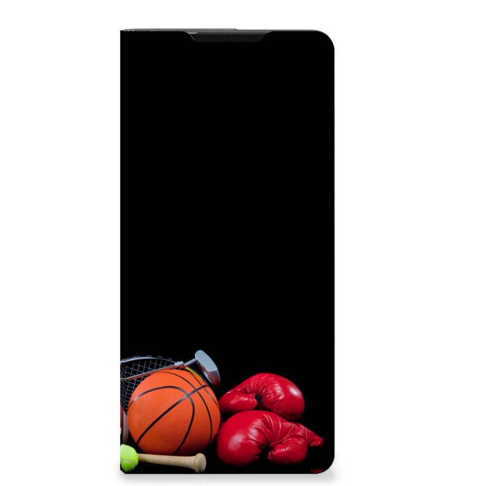 Samsung Galaxy S21 Ultra Hippe Standcase Sports design met sportuitrusting en afbeeldingen.