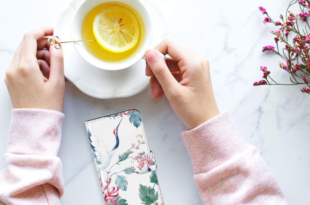 Samsung Galaxy A41 Telefoonhoesje met Pasjes Bird Flowers