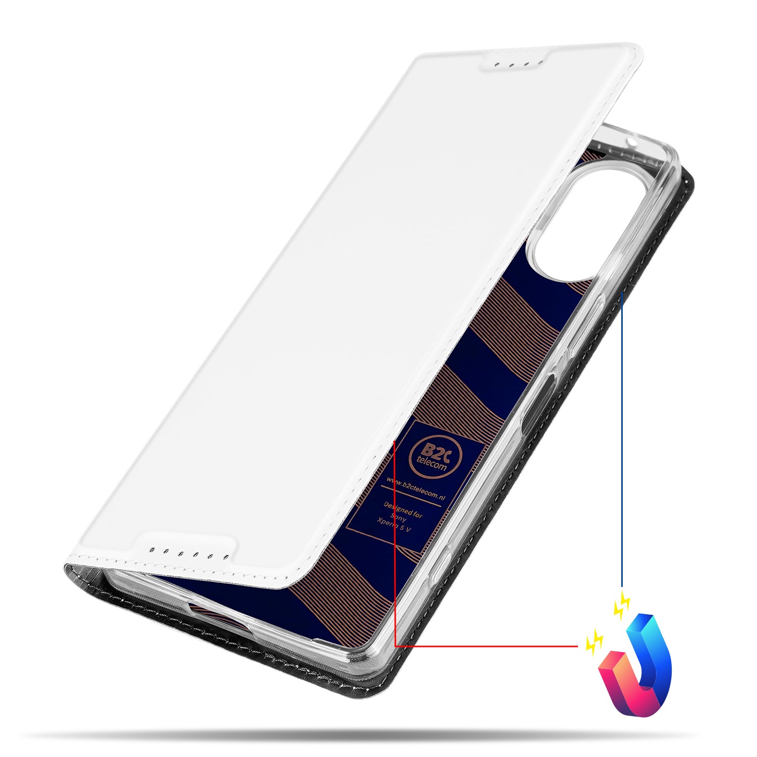 Stand Case Hoesje voor de Sony Xperia 5 V Wit met Pashouder