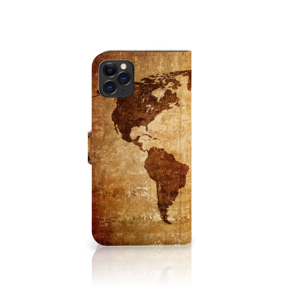 Apple iPhone 11 Pro Max Flip Cover Wereldkaart