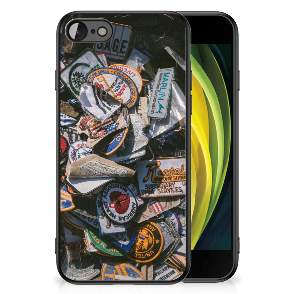 iPhone SE 2022 | SE 2020 | 7/8 Silicone Back Case Badges featuring vintage patches design for Apple iPhones.