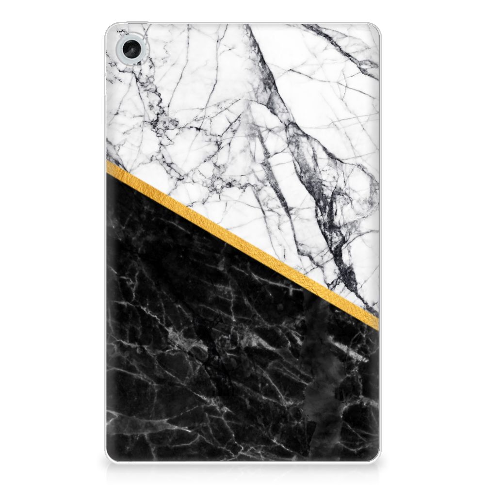 Lenovo Tab M10 Plus (3e generatie) Tablet Back Cover Marmer Wit Zwart - Origineel Cadeau Man - B2C Telecom