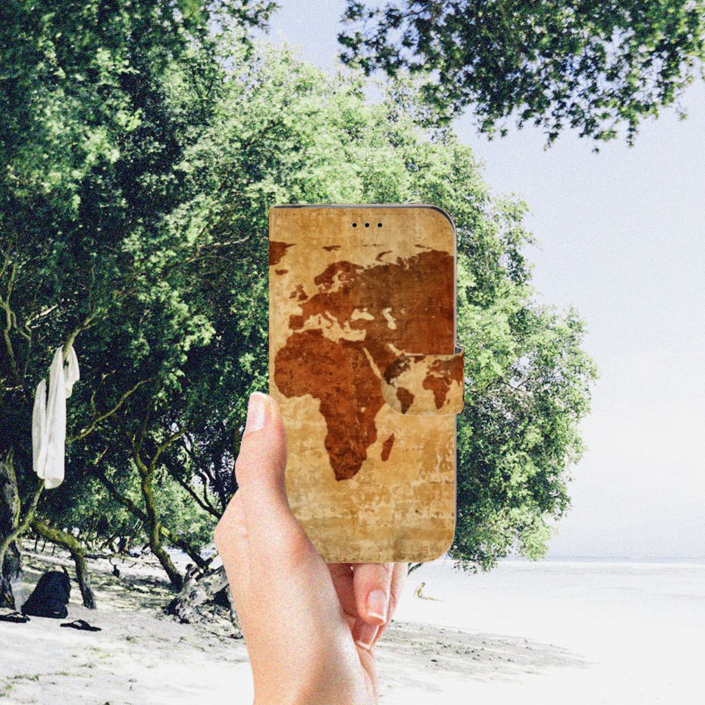 Apple iPhone Xr Flip Cover Wereldkaart