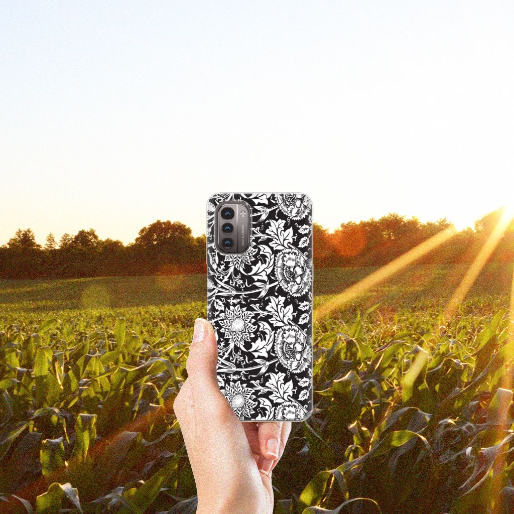 Nokia G21 | G11 TPU Case Black Flowers