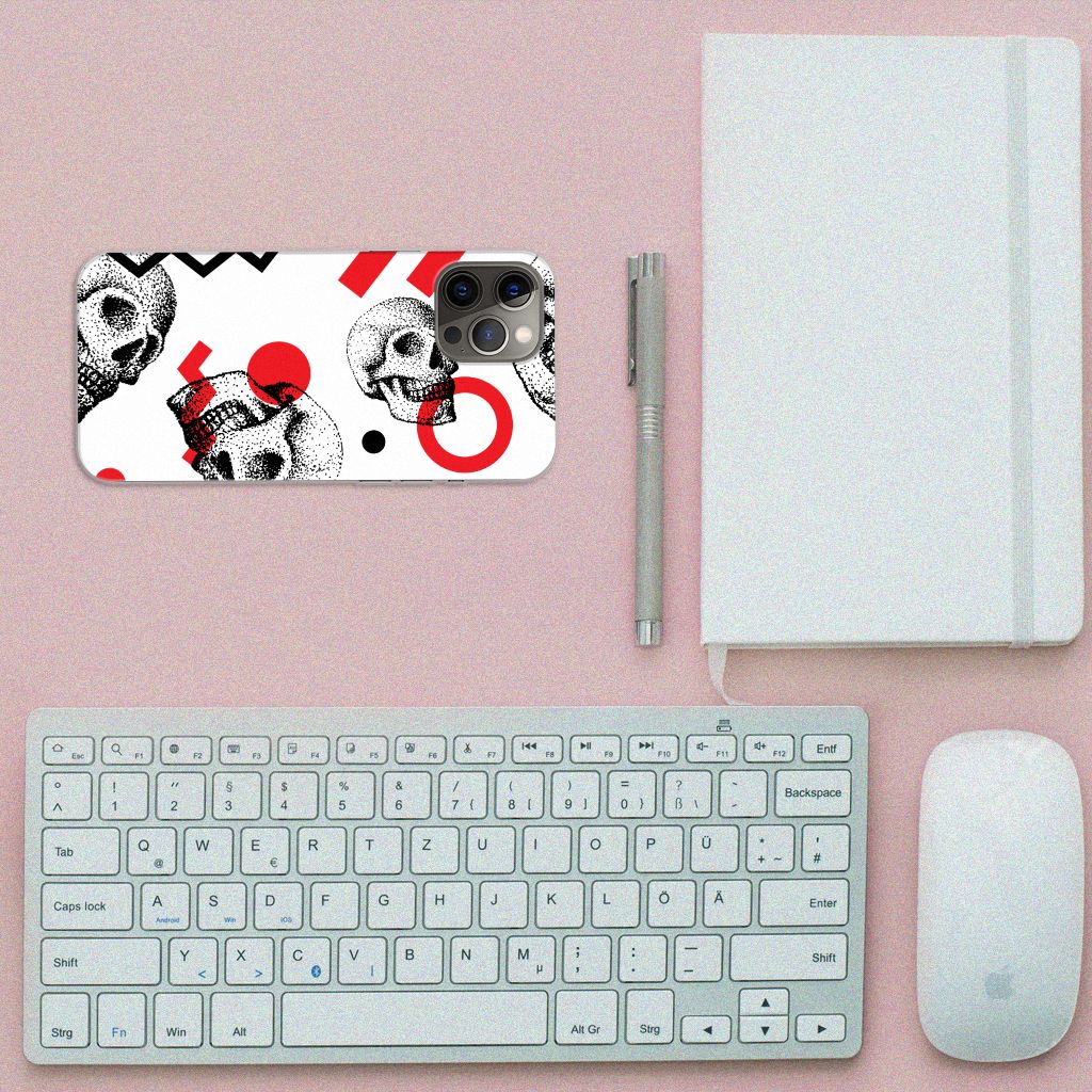 Silicone Back Case iPhone 12 Pro Max Skull Red B2C Telecom
