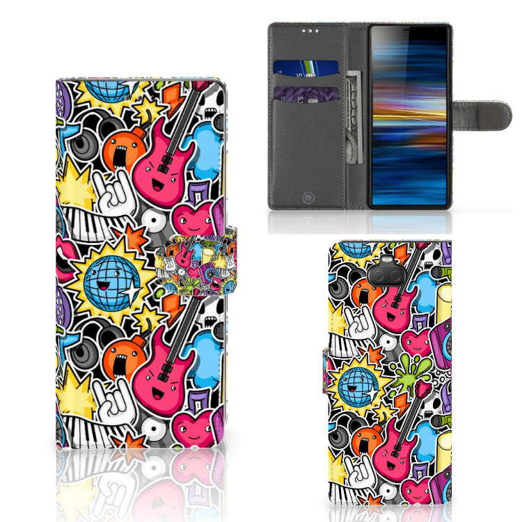 Sony Xperia 10 Wallet Case met Pasjes Punk Rock