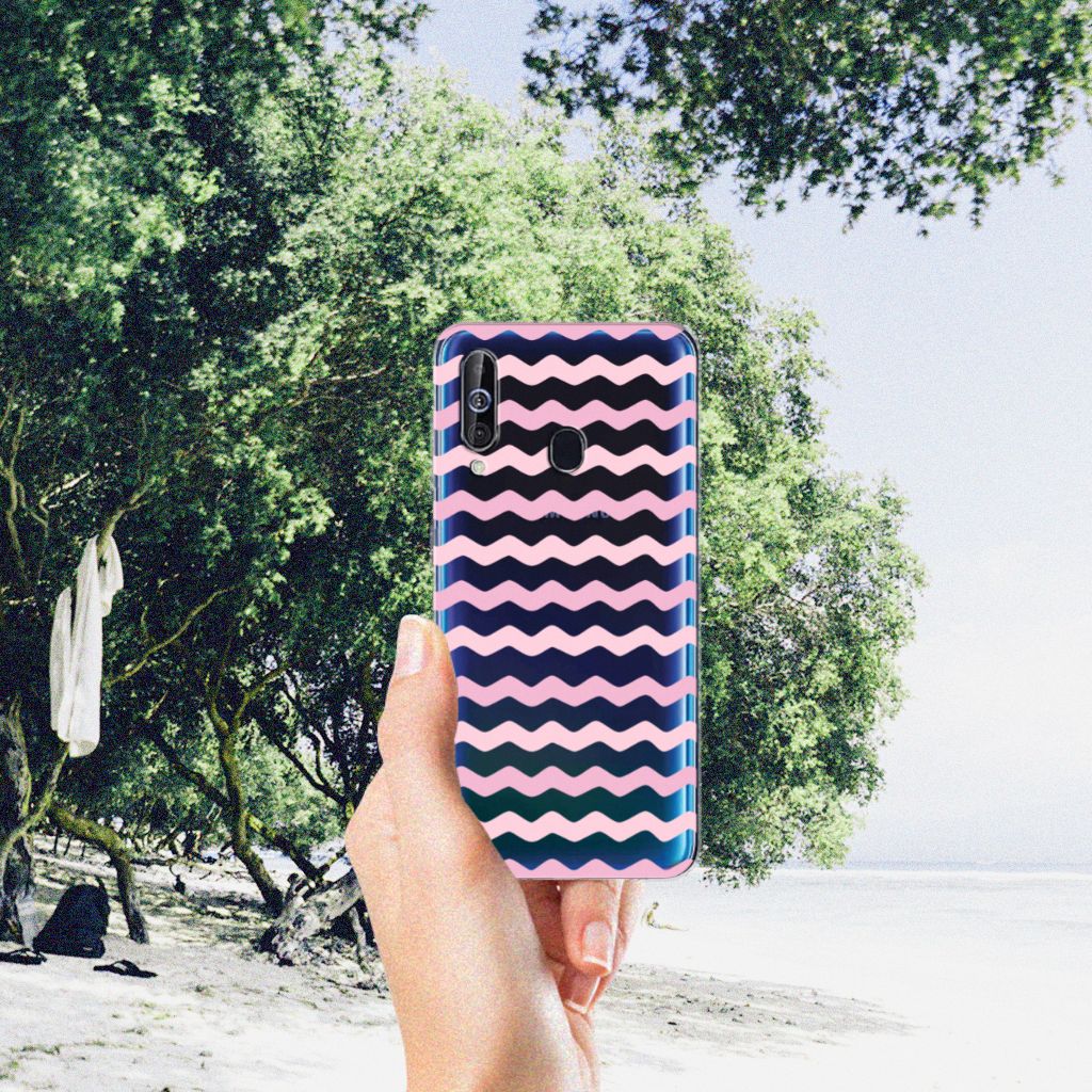 Samsung Galaxy A60 TPU bumper Waves Roze