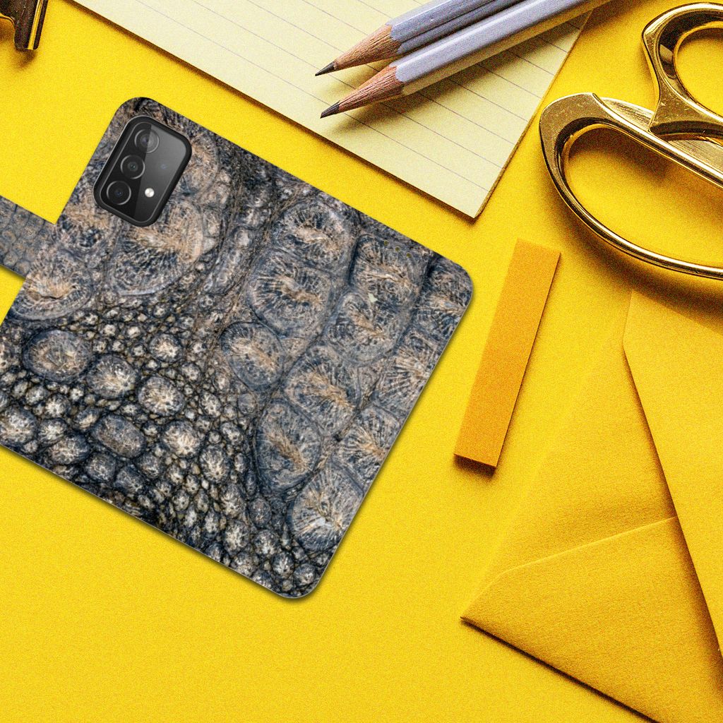 Samsung Galaxy A52 Telefoonhoesje met Pasjes Krokodillenprint
