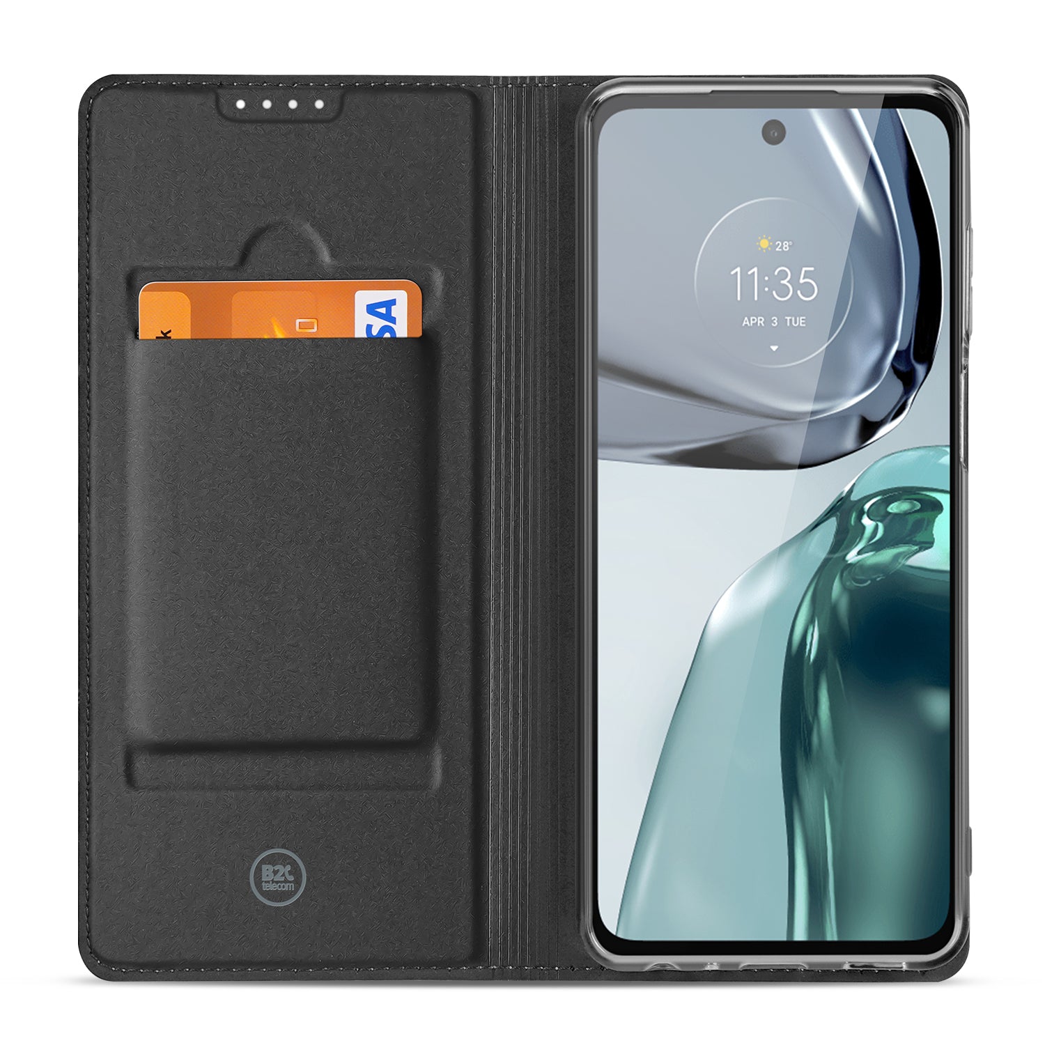 Stand Case Hoesje Geschikt voor de Motorola Moto G62 5G Wit met Pashouder