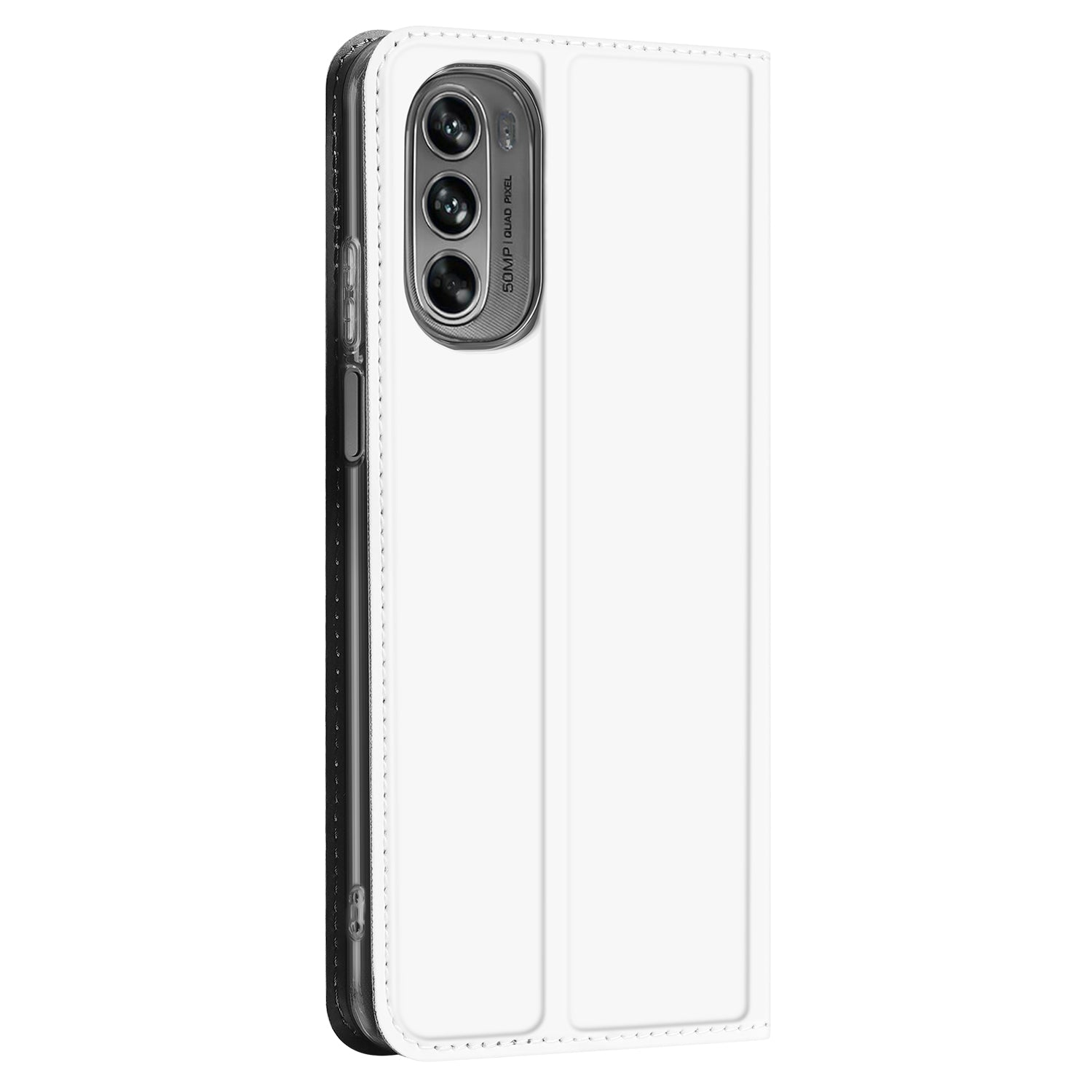 Stand Case Hoesje Geschikt voor de Motorola Moto G62 5G Wit met Pashouder