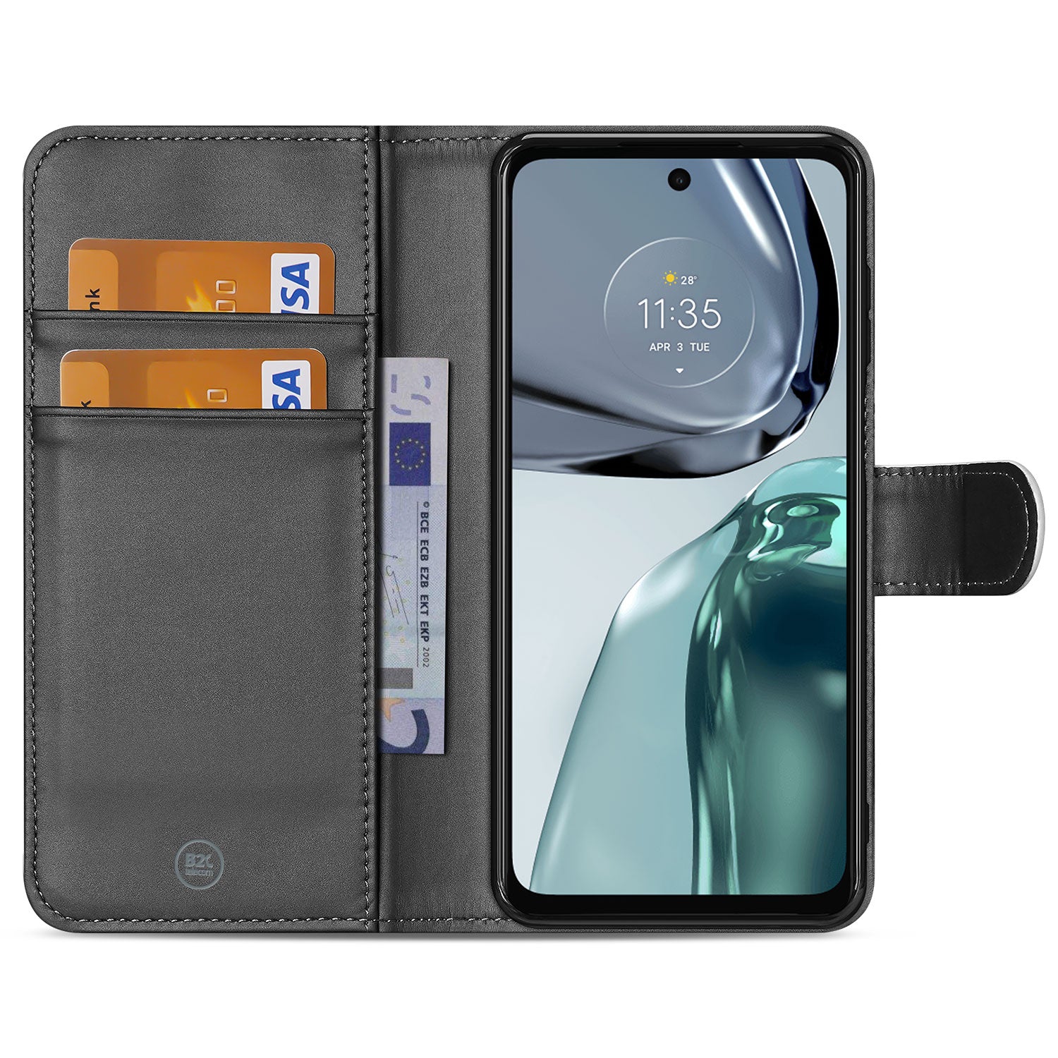 Book Case Telefoonhoesje Geschikt voor Motorola Moto G62 5G Wit met Pasjeshouder