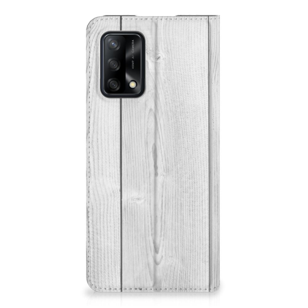 OPPO A74 4G Book Wallet Case White Wood - B2C Telecom