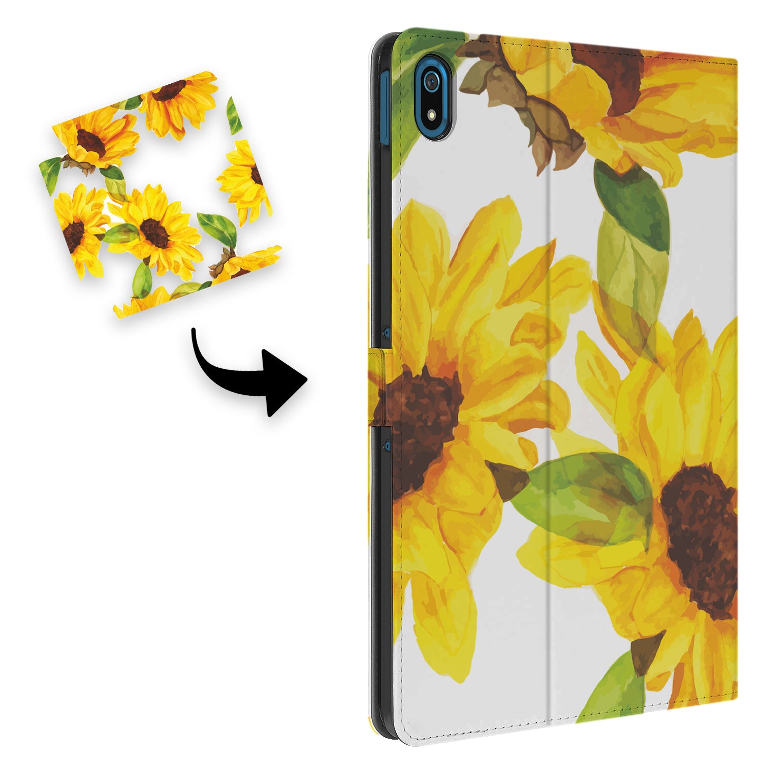 Uniek Nokia T20 Tablethoesje met Stand - Zonnebloemen Design | B2C Telecom