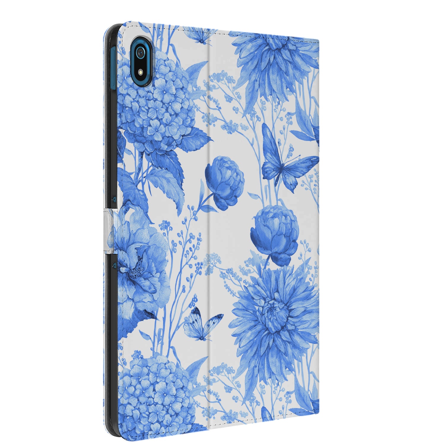 Uniek Nokia T20 Tablethoesje met Stand - Flowers Blue Design | B2C Telecom