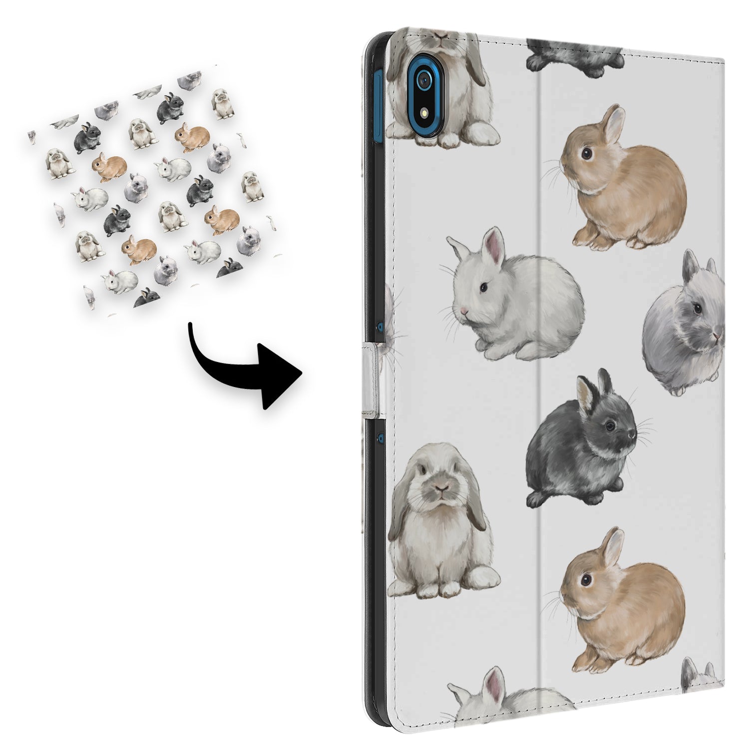 Uniek Nokia T20 Tablethoesje met Stand - Konijntjes Design | B2C Telecom