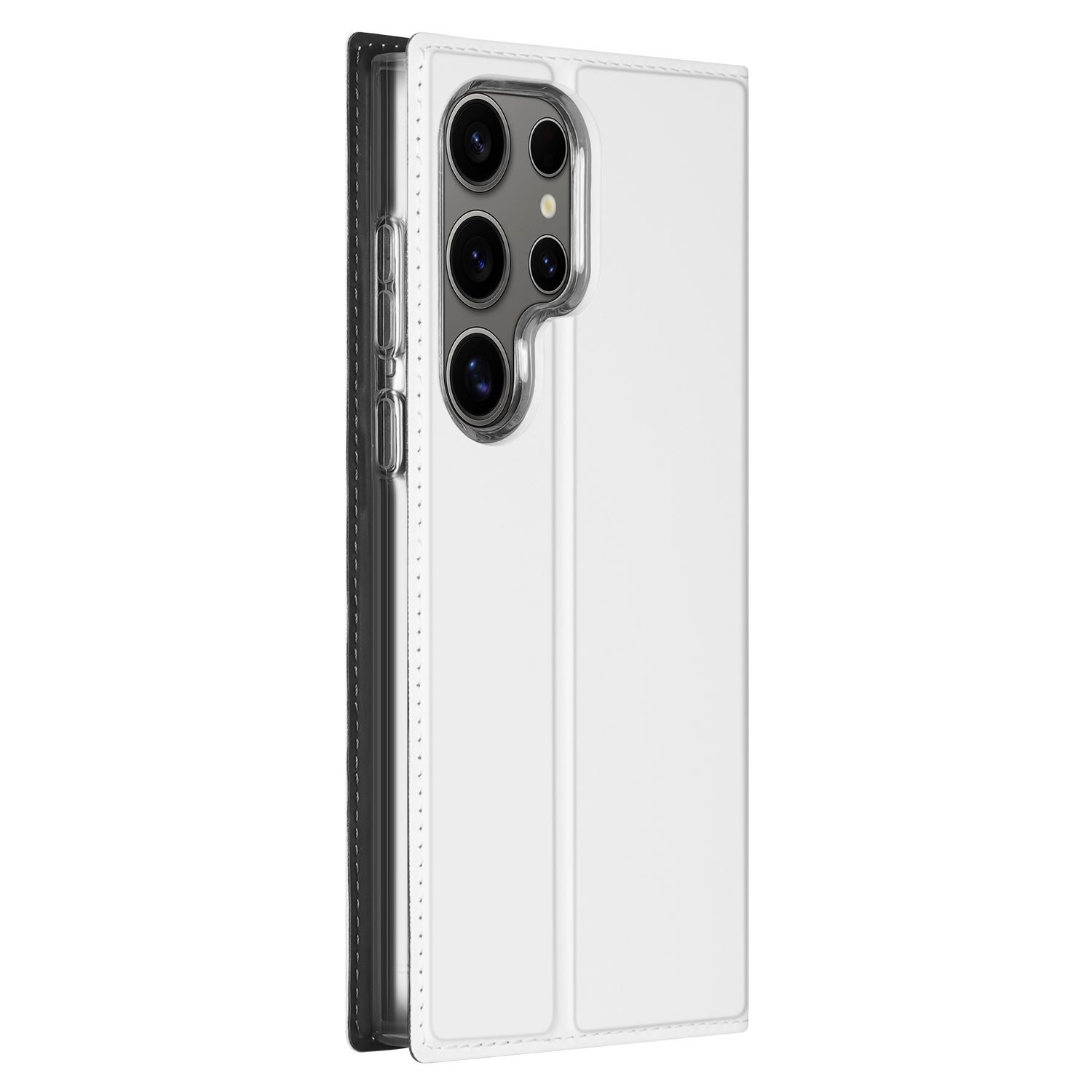 Stand Case Hoesje Samsung Galaxy S24 Ultra Wit met Pashouder