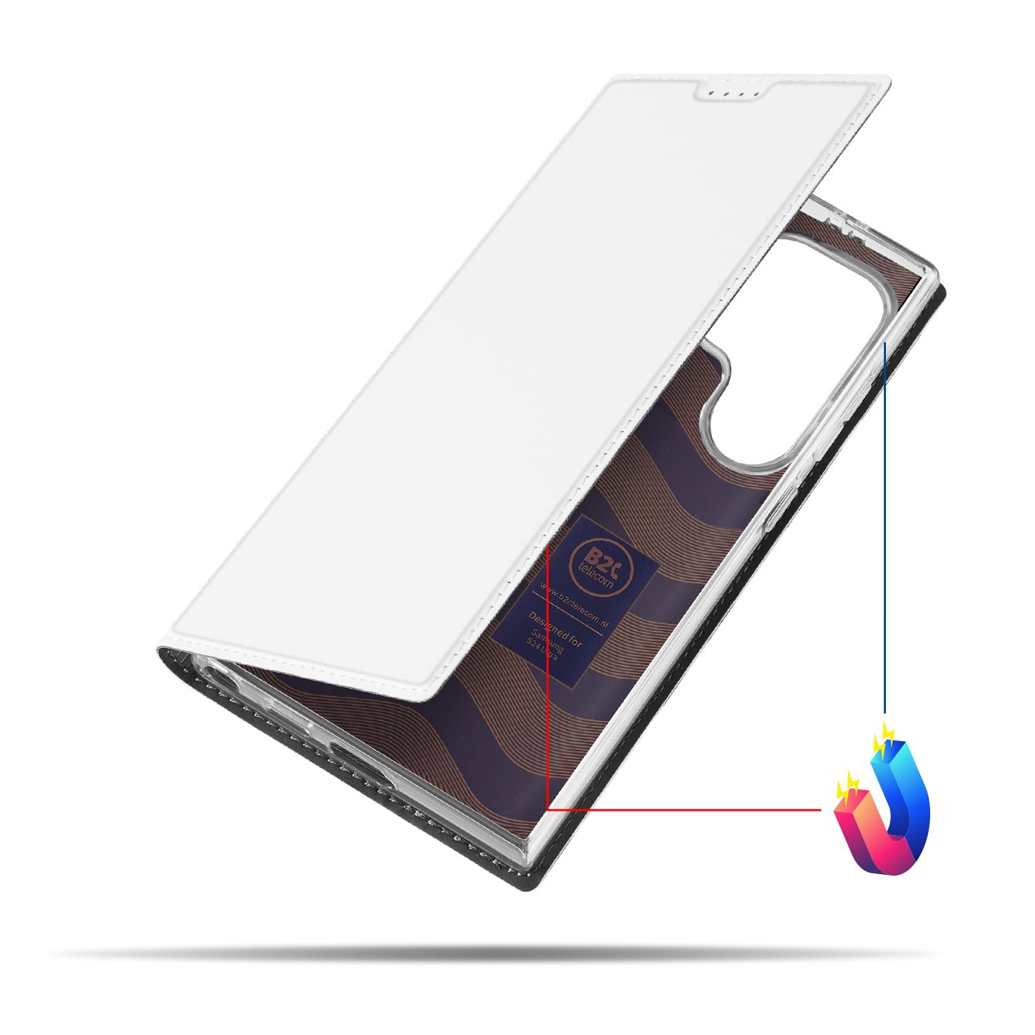 Stand Case Hoesje Samsung Galaxy S24 Ultra Wit met Pashouder