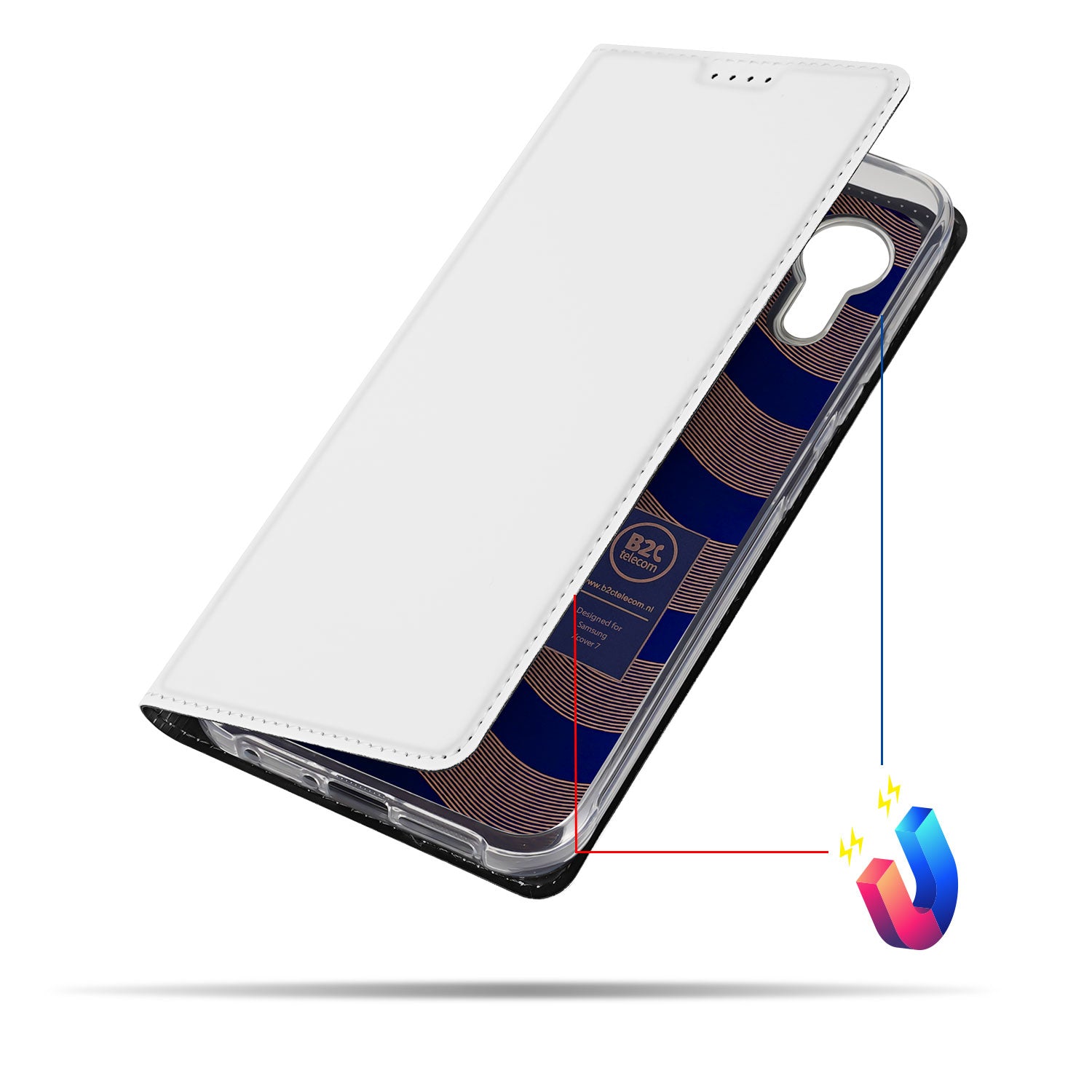 Stand Case Hoesje Samsung Galaxy Xcover 7 Wit met Pashouder