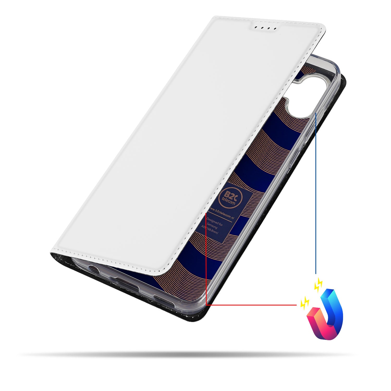 Stand Case Hoesje Samsung Galaxy A05 Wit met Pashouder