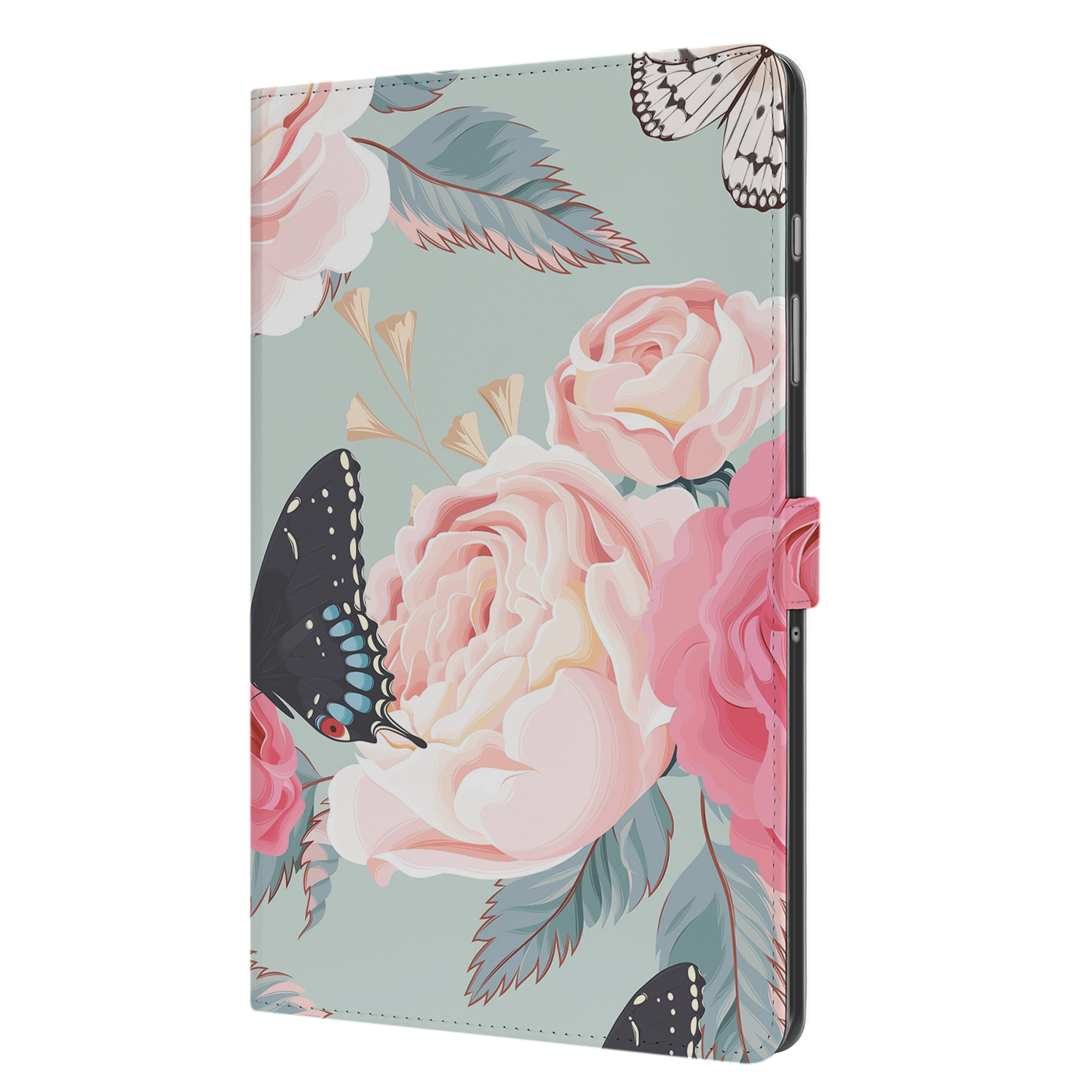 Uniek Samsung Galaxy Tab A9 Plus Tablethoesje Butterfly Roses Design | B2C Telecom