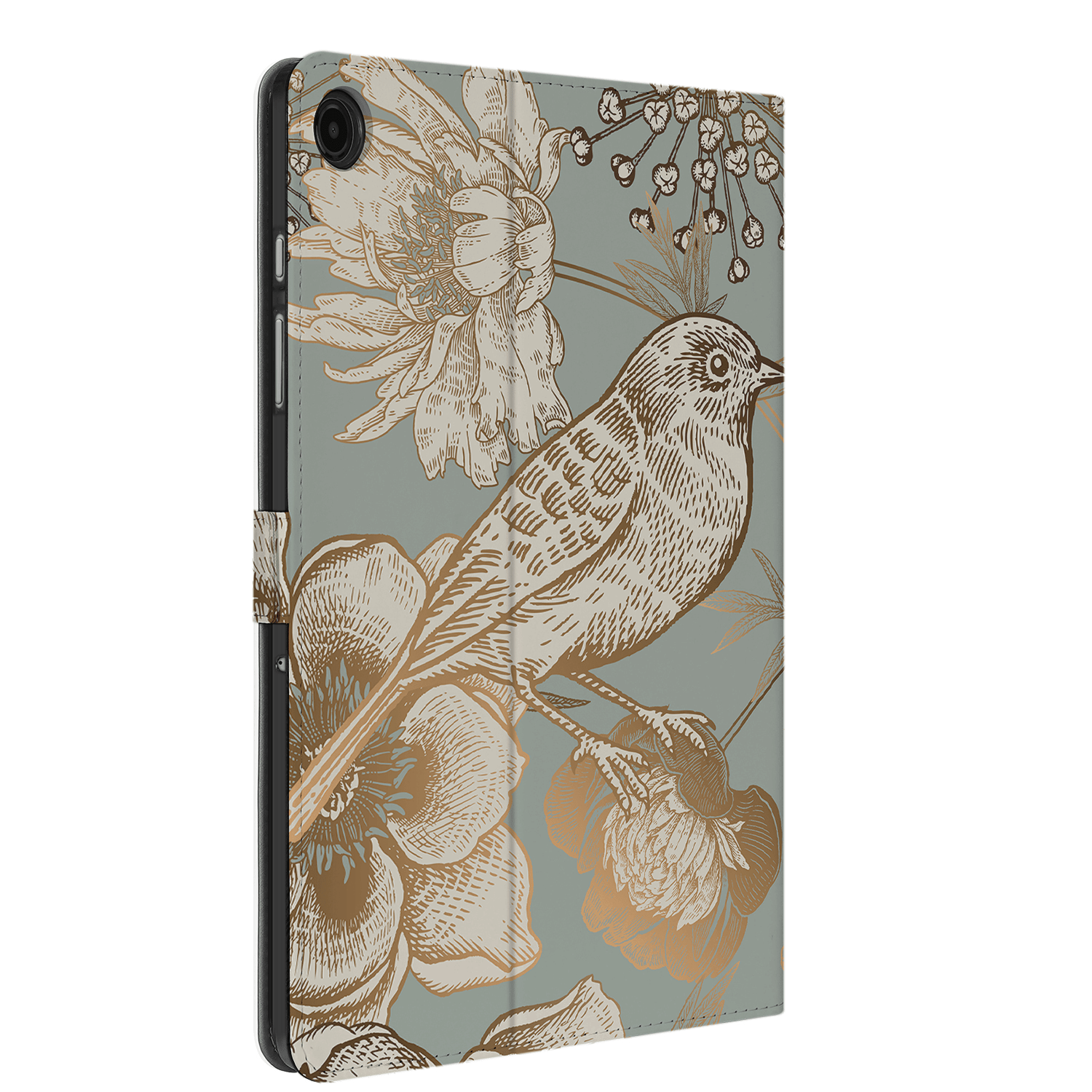 Uniek Samsung Galaxy Tab A9 Plus Tablethoes Vintage Bird Flowers Design | B2C Telecom