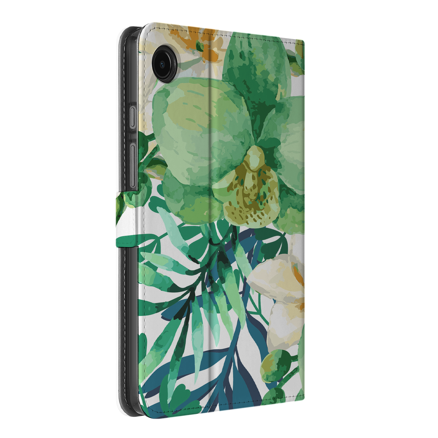 Uniek Samsung Galaxy Tab A9 Tablethoesje Orchidee Groen Design | B2C Telecom