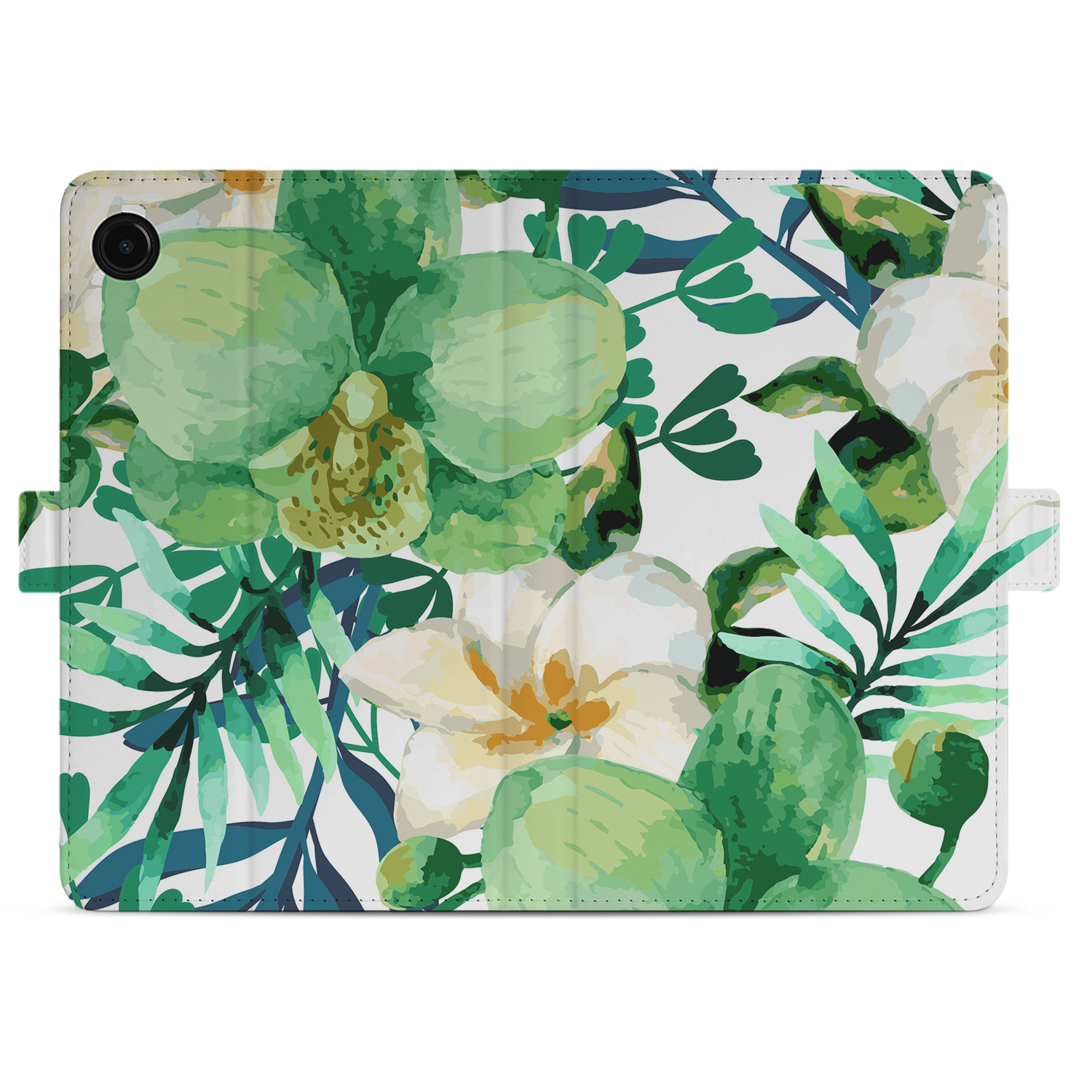 Uniek Samsung Galaxy Tab A9 Tablethoesje Orchidee Groen Design | B2C Telecom