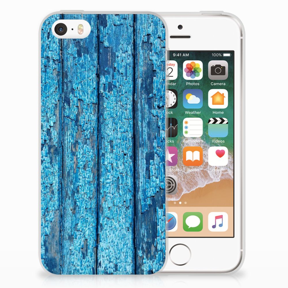 Apple iPhone SE | 5S Bumper Hoesje Wood Blue