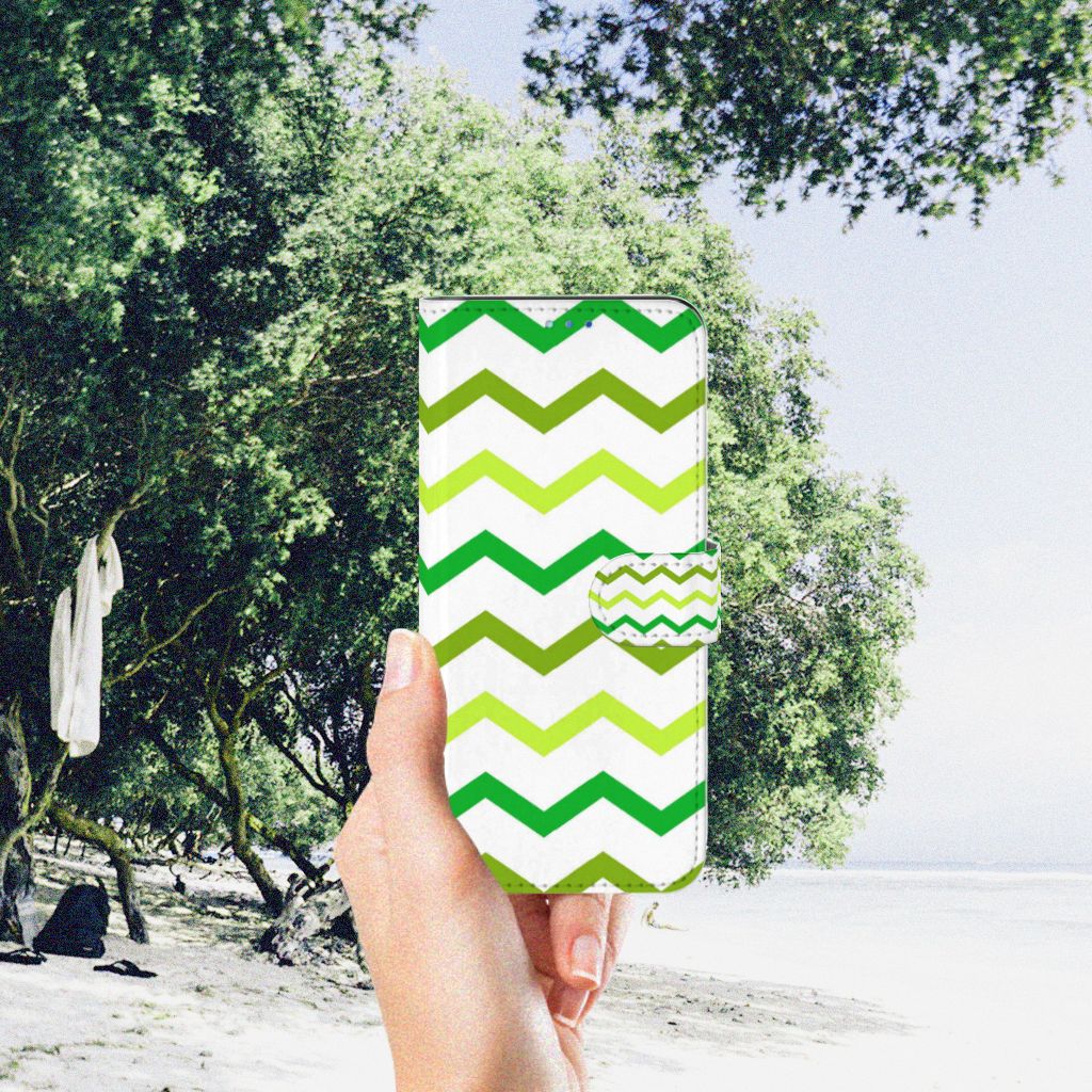 OPPO Find X3 Neo 5G Telefoon Hoesje Zigzag Groen