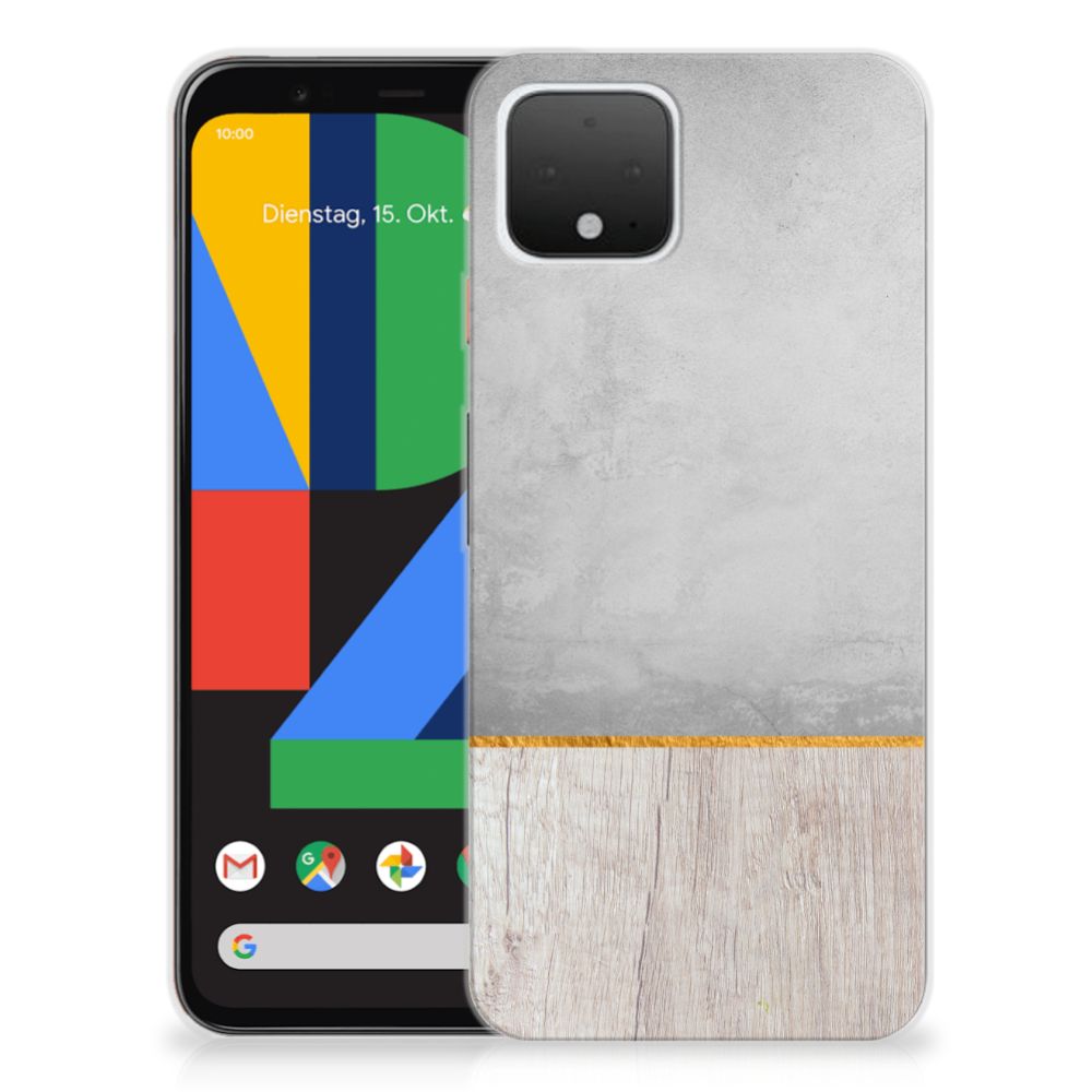 Google Pixel 4 Bumper Hoesje Wood Concrete