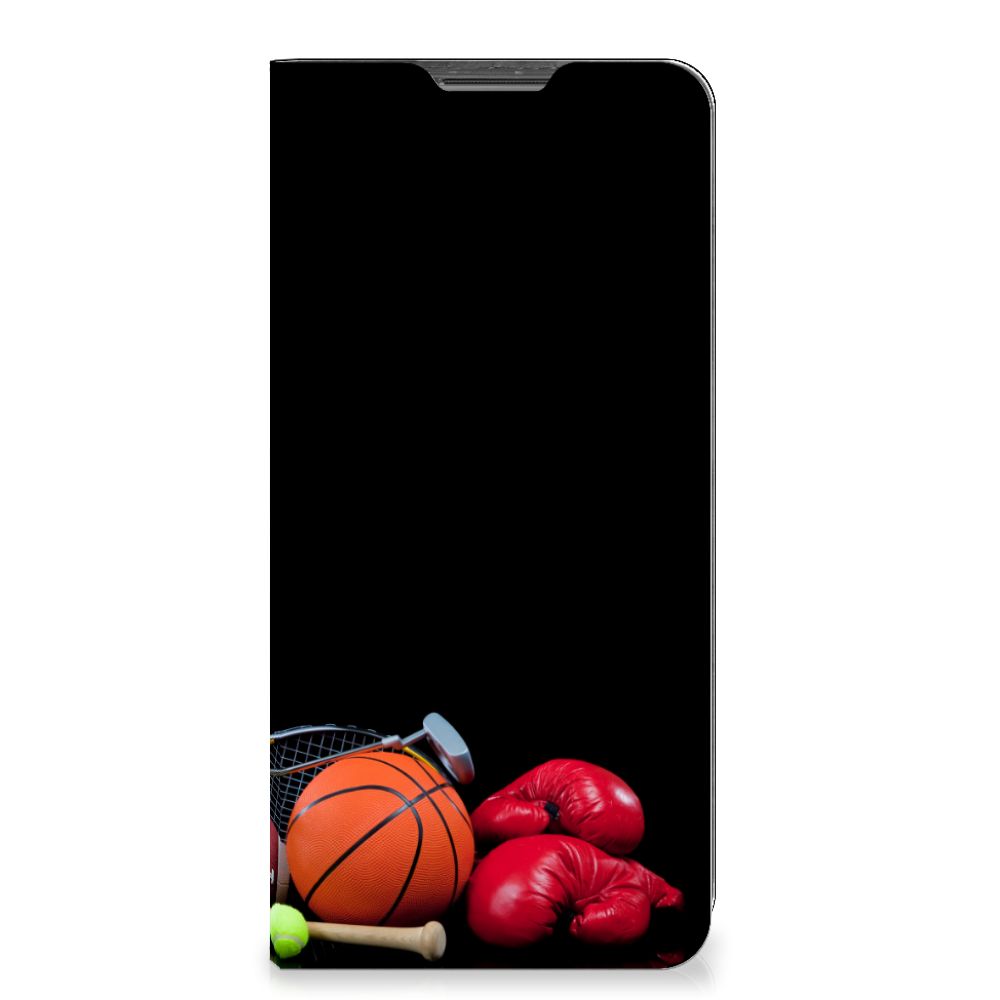 Xiaomi Redmi Note 11 Pro Hippe Standcase Sports with sports equipment design including basketball and boxing gloves.