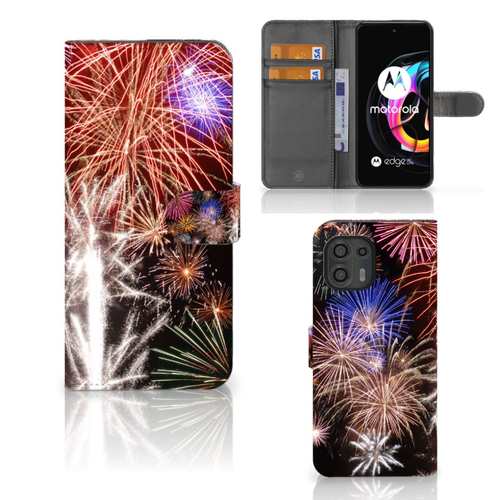 Motorola Edge 20 Lite Wallet Case met Pasjes Vuurwerk