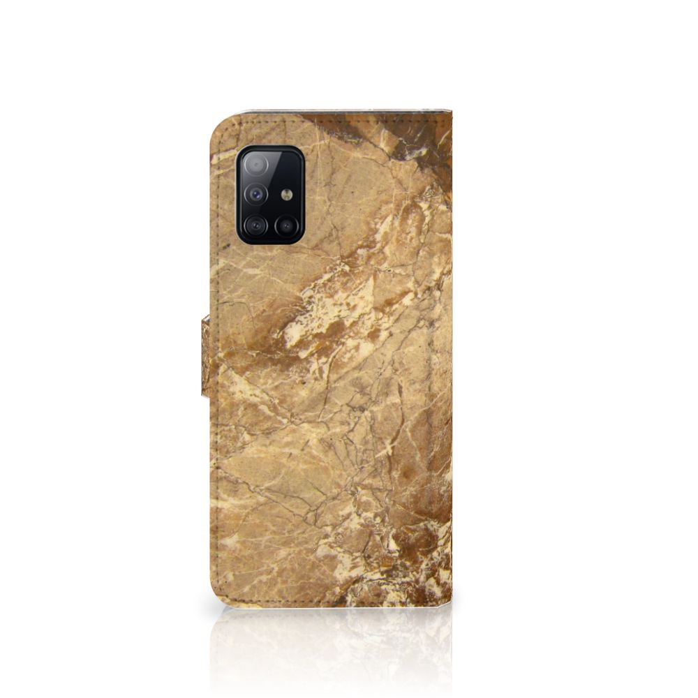 Samsung Galaxy A71 Bookcase Marmer Creme met luxe marmerdesign en TPU-siliconen bescherming voor je smartphone.