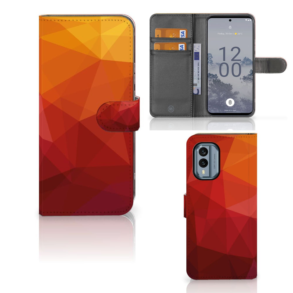 Book Case voor Nokia X30 Polygon Red