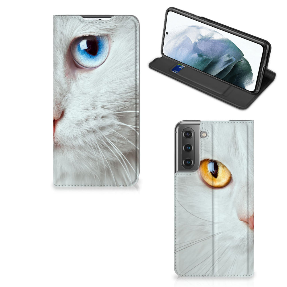 Samsung Galaxy S21 FE Hoesje maken Witte Kat