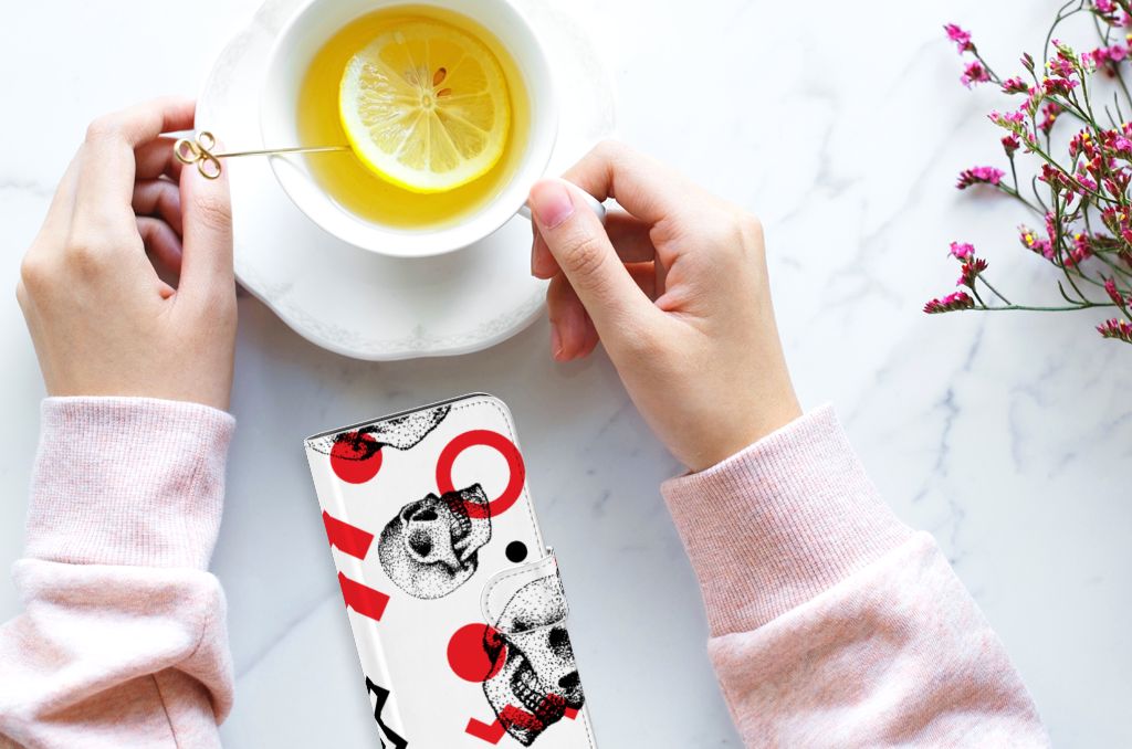 Telefoonhoesje met Naam Motorola G8 Power Skull Red