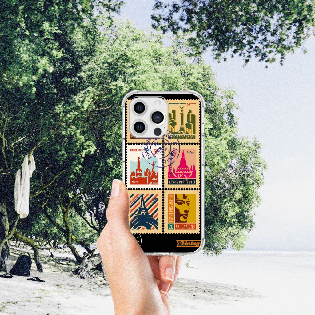 iPhone 13 Pro Max Telefoonhoesje met valbescherming Postzegels - B2C Telecom