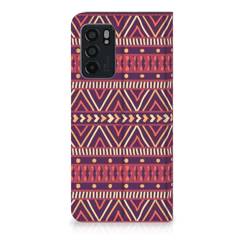 OPPO Reno6 5G Hoesje met Magneet Aztec Paars - B2C Telecom