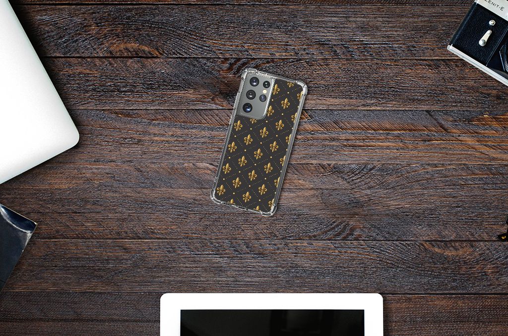 Samsung Galaxy S21 Ultra Doorzichtige Silicone Hoesje Franse Lelie B2C Telecom