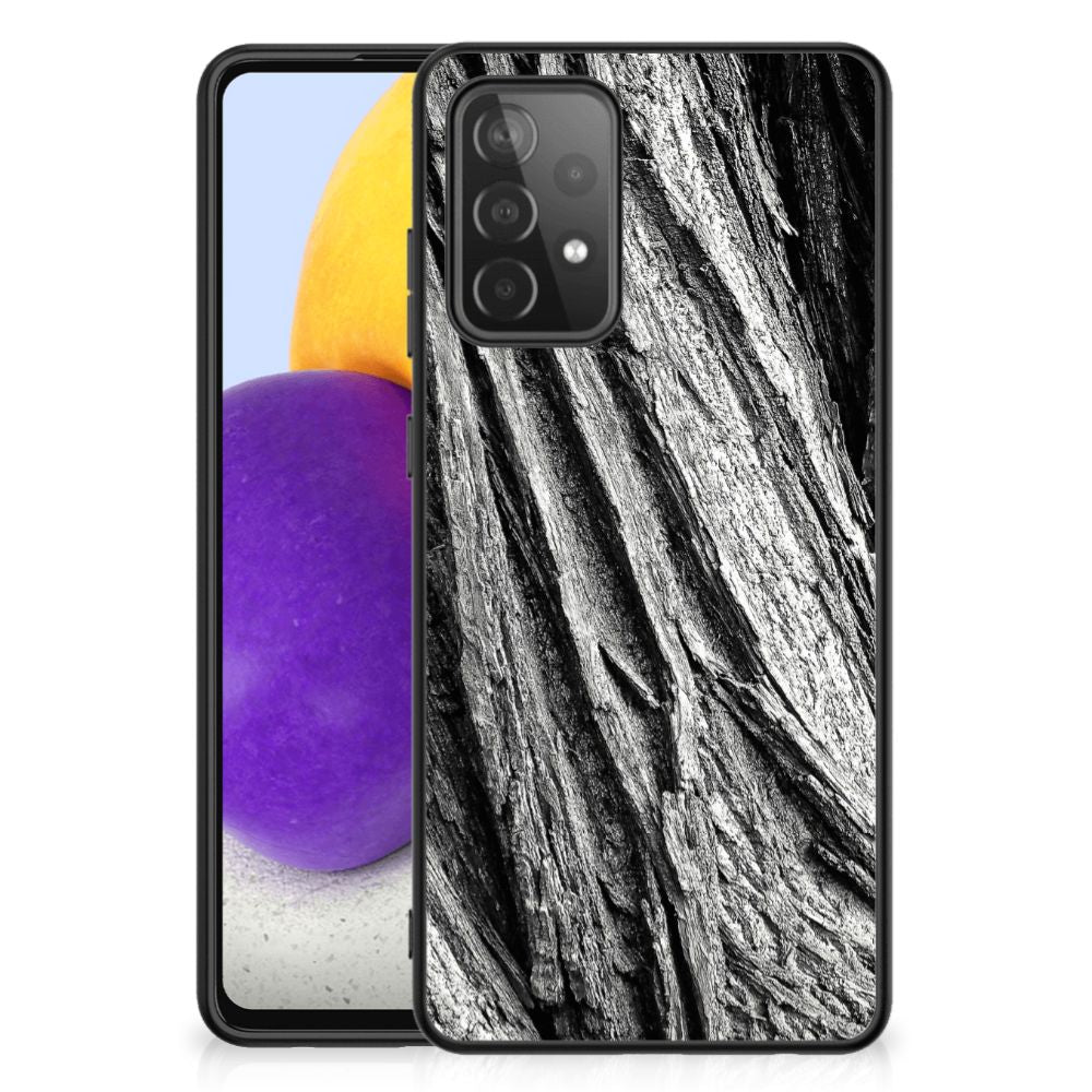 Houten Print Telefoonhoesje Samsung Galaxy A72 (5G/4G) Boomschors Grijs