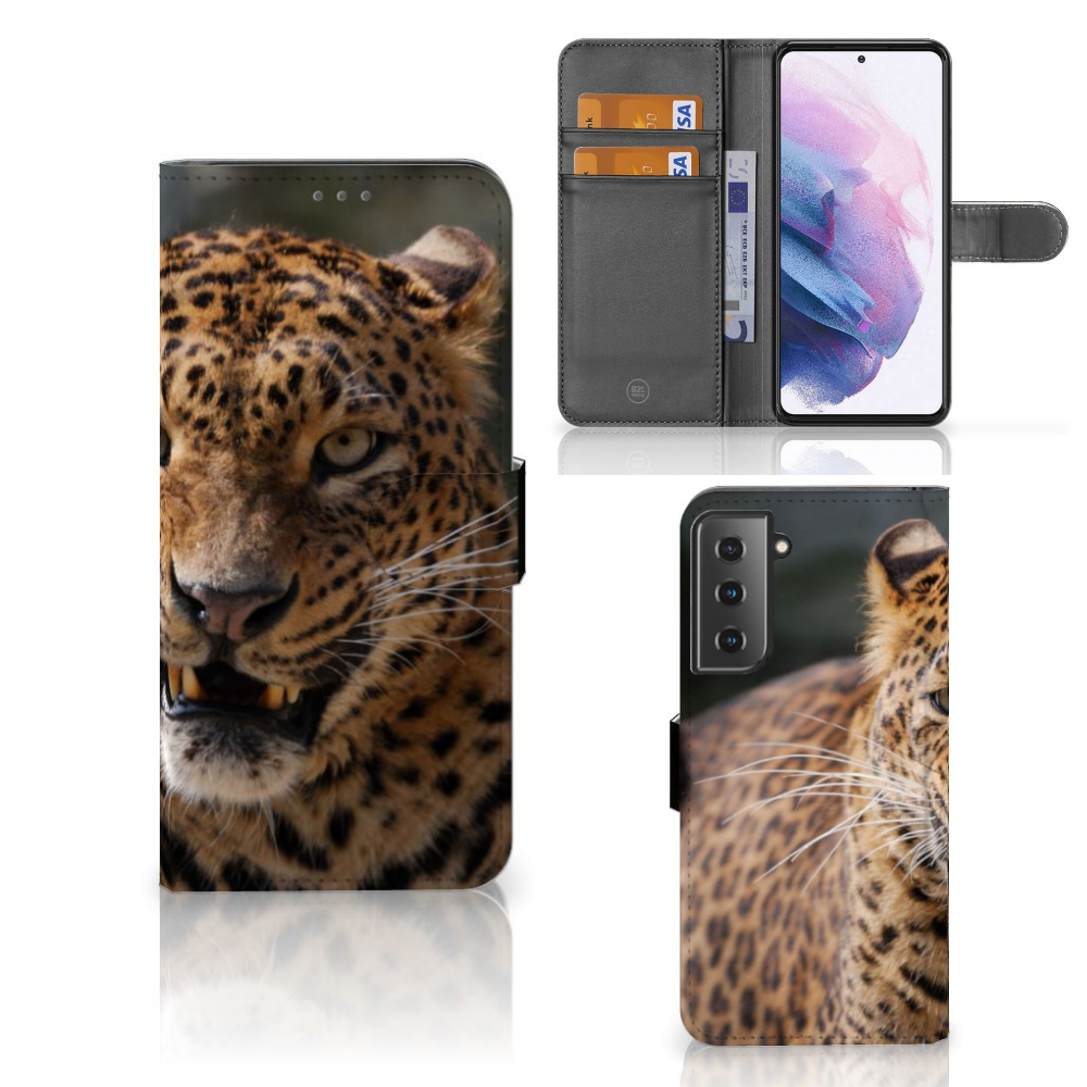 Samsung Galaxy S21 Plus Telefoonhoesje met Pasjes Luipaard
