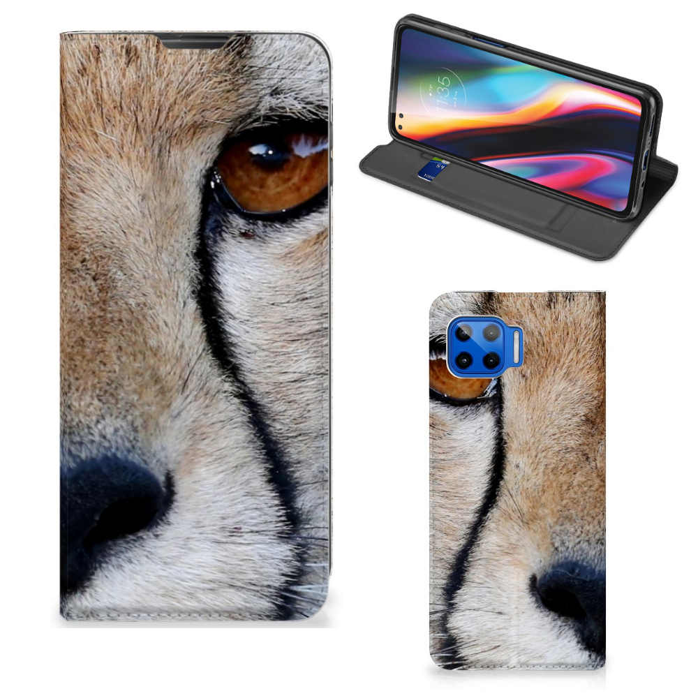 Motorola Moto G 5G Plus Hoesje maken Cheetah, close-up van cheetah print design met mooie uitstraling.