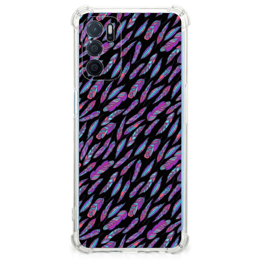 OPPO A16 | A16s | A54s Doorzichtige Silicone Hoesje Feathers Color