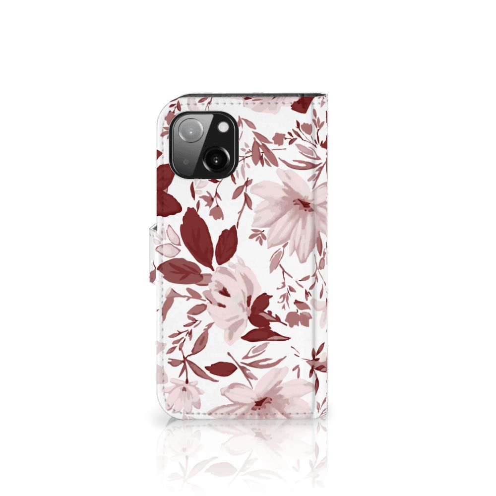 Hoesje Apple iPhone 13 Watercolor Flowers met elegante bloemen in rustige roze kleuren 🌸