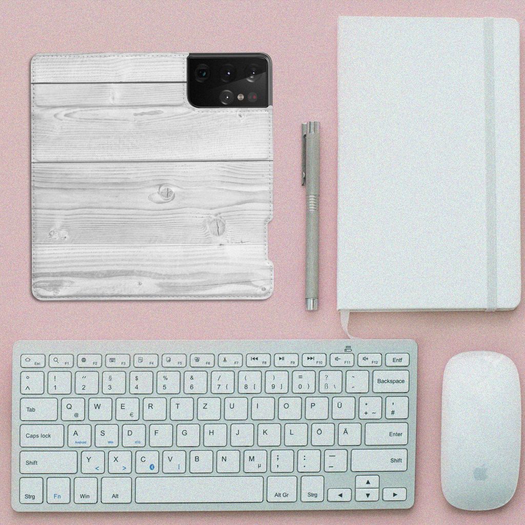 Samsung Galaxy S21 Ultra Book Wallet Case White Wood - B2C Telecom