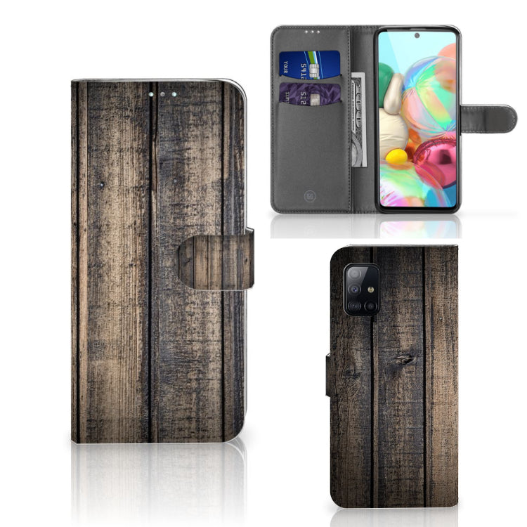 Samsung Galaxy A71 Book Style Case Steigerhout